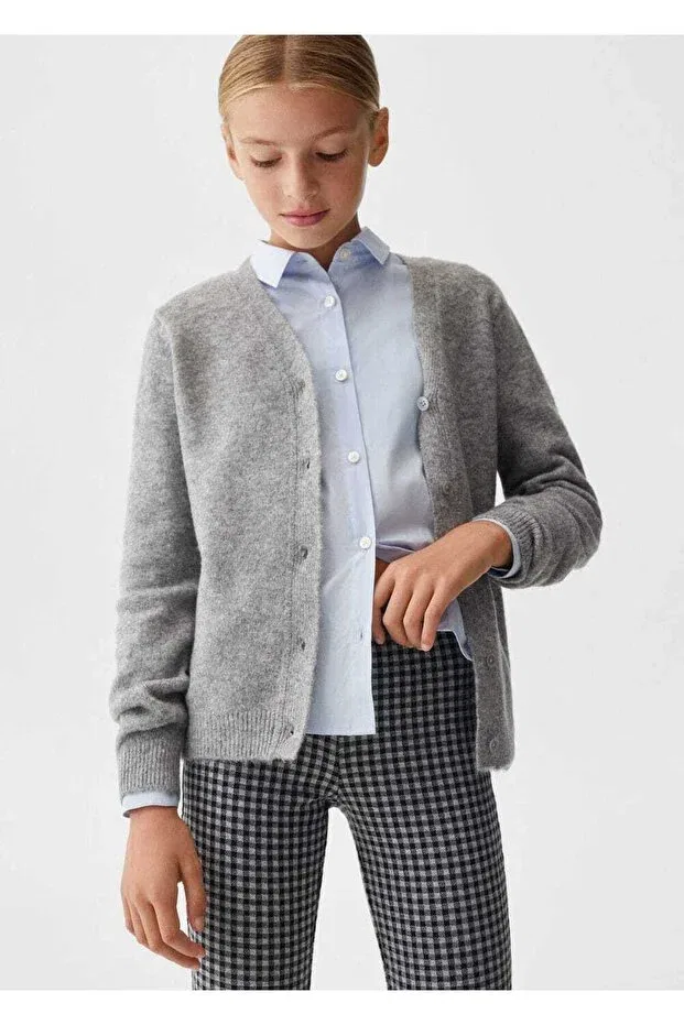 Детские леггинсы для девочек с принтом Mini Houndstooth Patterned Mango Kids, Gray
