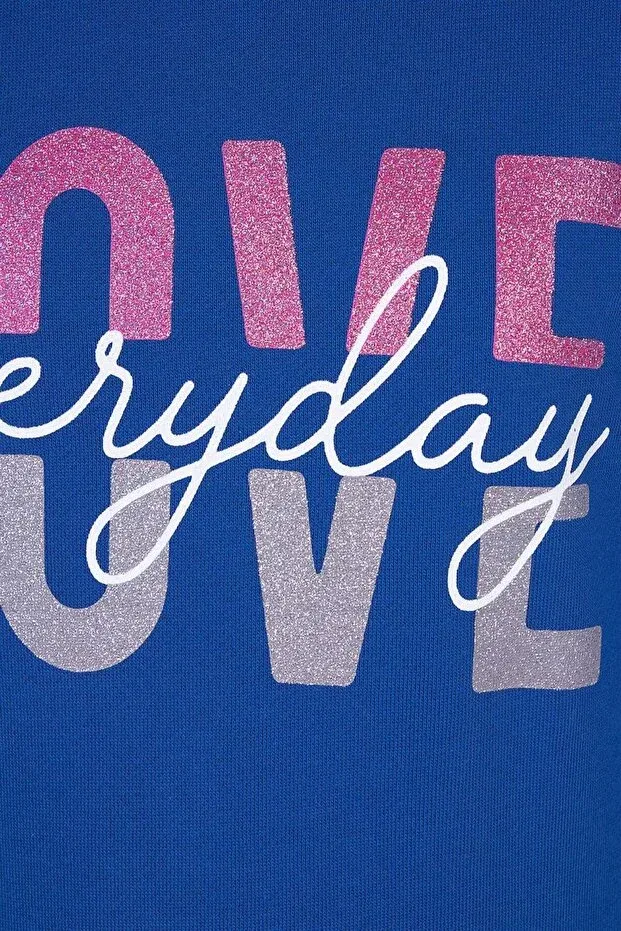 Детское худи для девочек с принтом Love Brz Kids, Saks Blue — фото 2