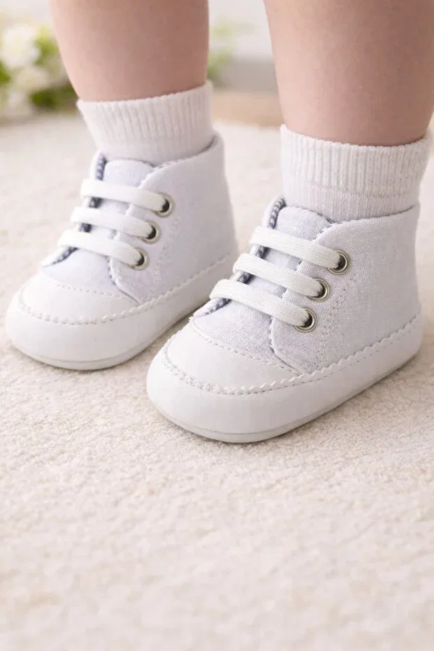 Детские мокасины с завязками Unisex baby shoes Bebexo Kids, White