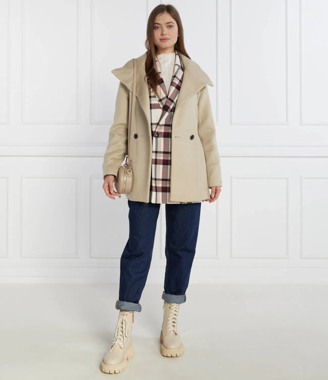Пальто с поясом Tommy Hilfiger, бежевый — фото 2