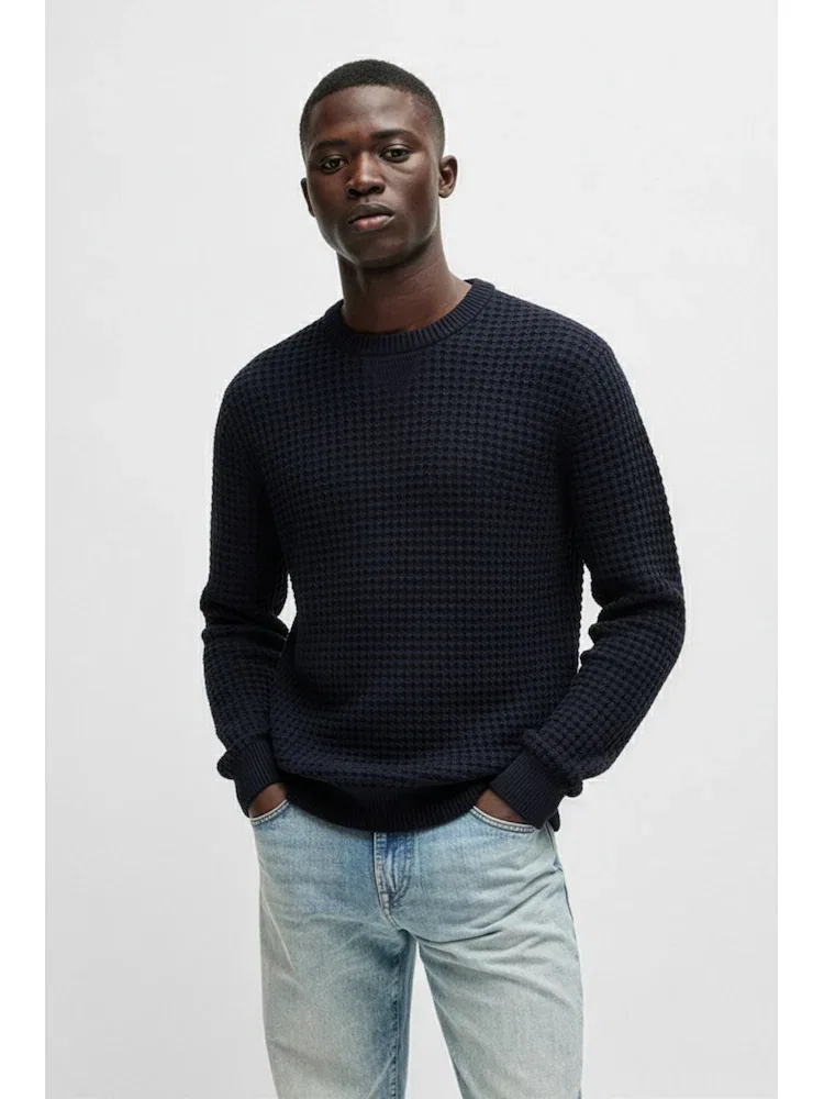 Свитер из смесового хлопка, Relaxed Fit BOSS, Navy