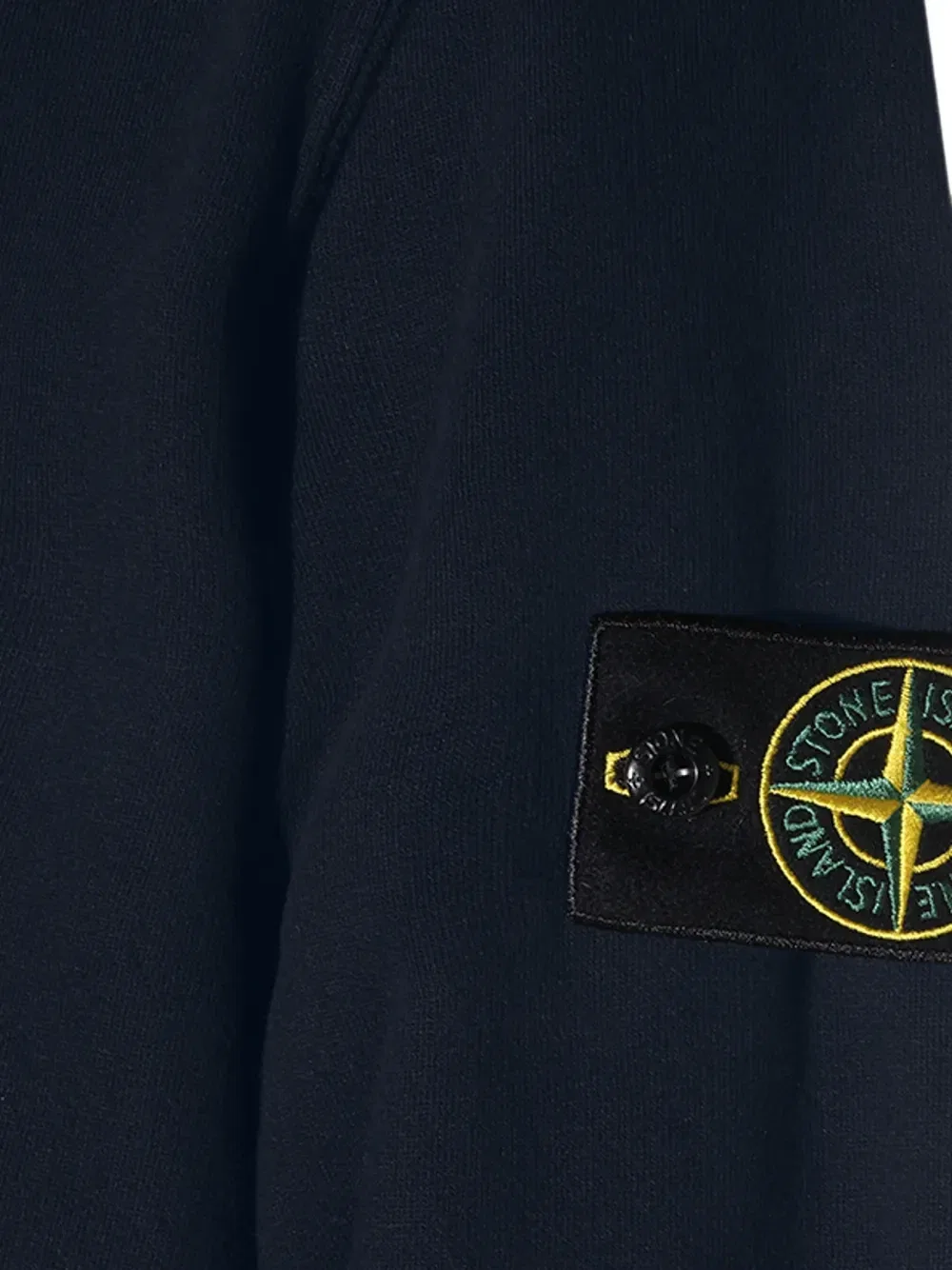 Свитер с круглым вырезом и нашивкой-логотипом Stone Island, синий — фото 3