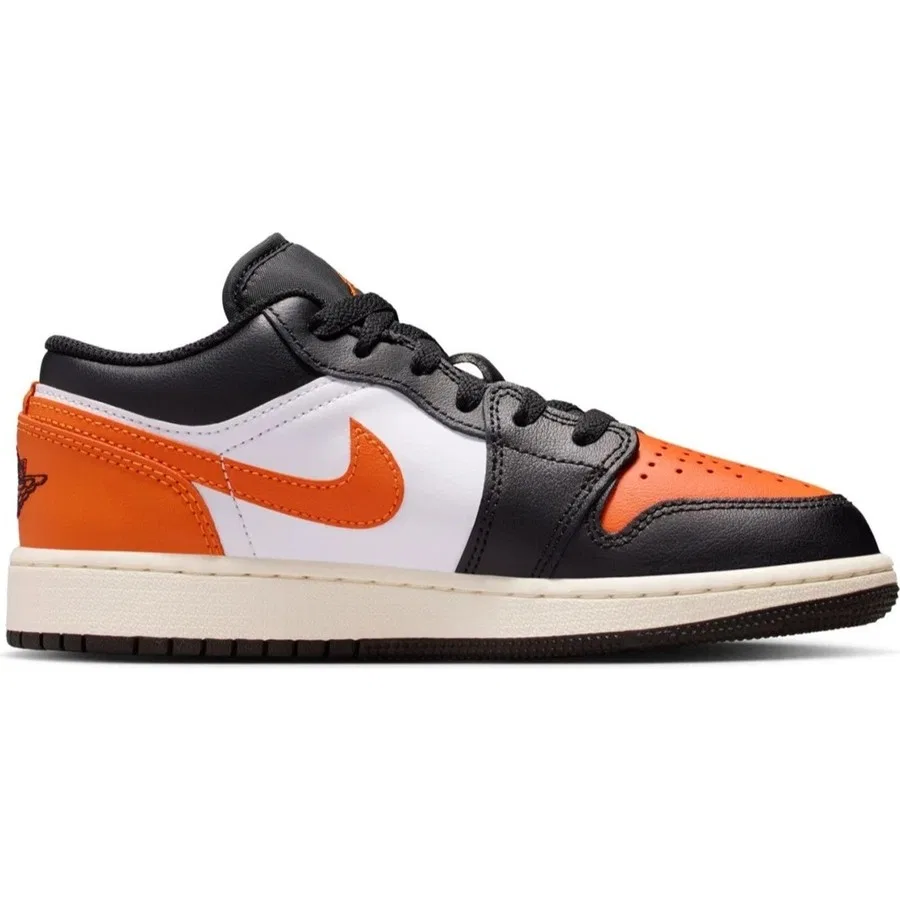 Кроссовки повседневные из натуральной кожи Air Jordan 1 Low (GS) Nike, Оранжево-черный — фото 2