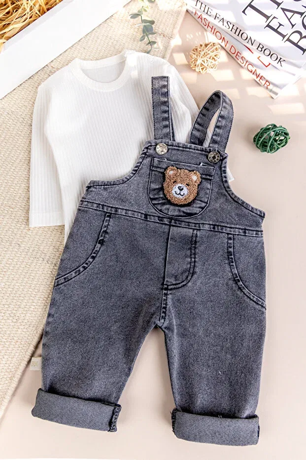 Детский комбинезон джинсовый с принтом Babymod, Gray — фото 2