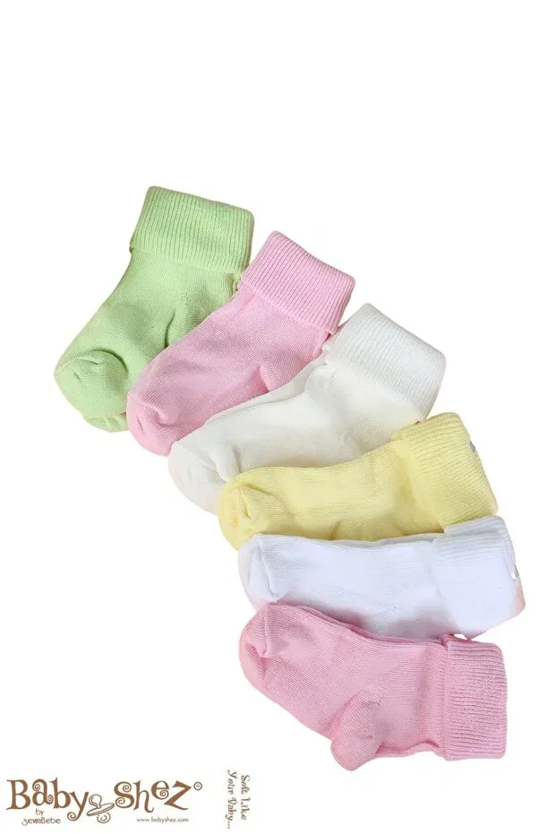 Детские носки для новорожденных хлопковые 6 штук Baby Shez, Pink — фото 3