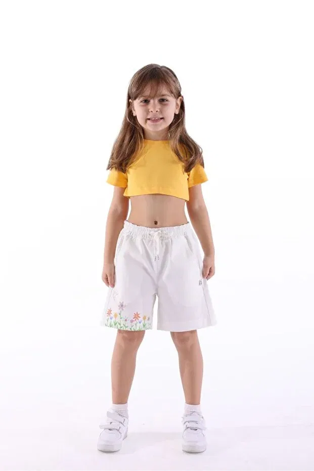 Детские шорты для девочек хлопковые Organic canvas white spring girl shorts Ozmoz By Mukadder Özden, White