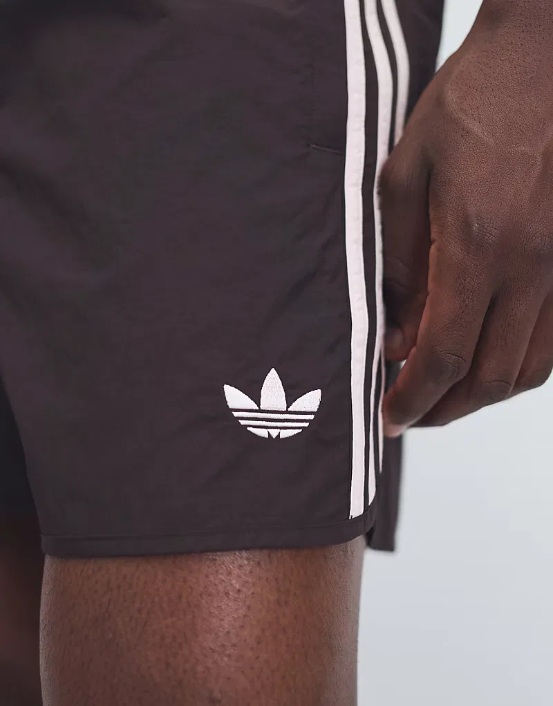 Спринтерские шорты Adidas Originals в кофейно-коричневом и розовом х — фото 3