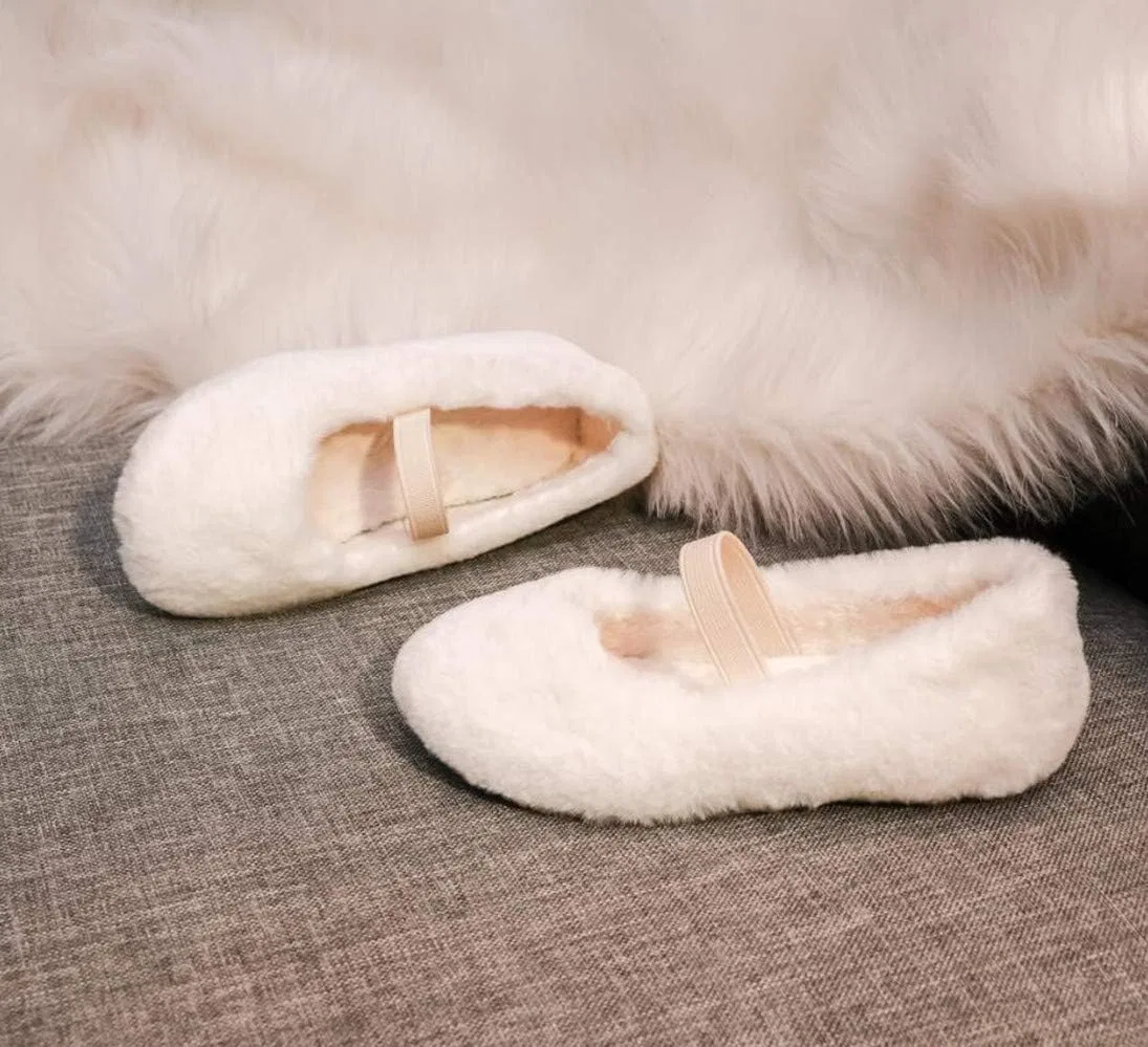 Детские балетки для девочек с мехом Mary Jane Flats JGKDTX, White — фото 3