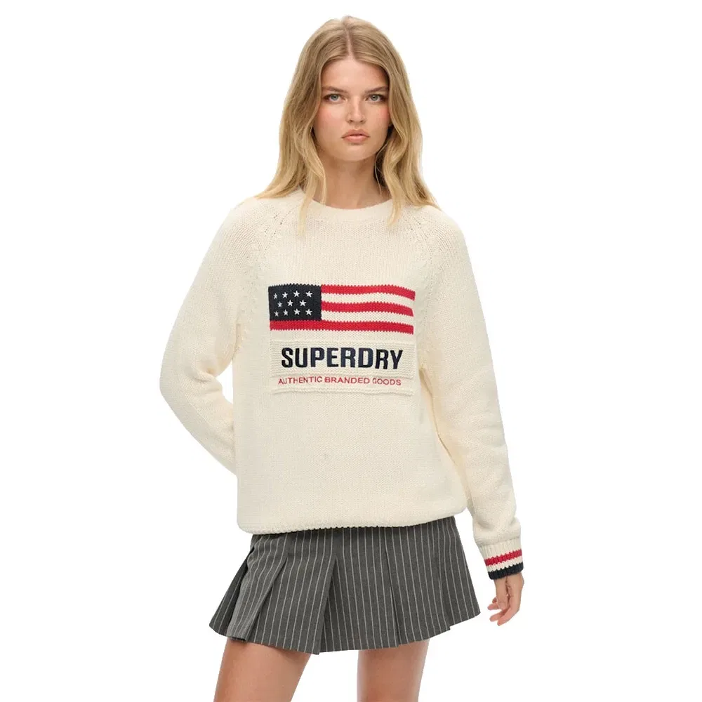 Свитшот Americana Crew Knit Superdry, бежевый