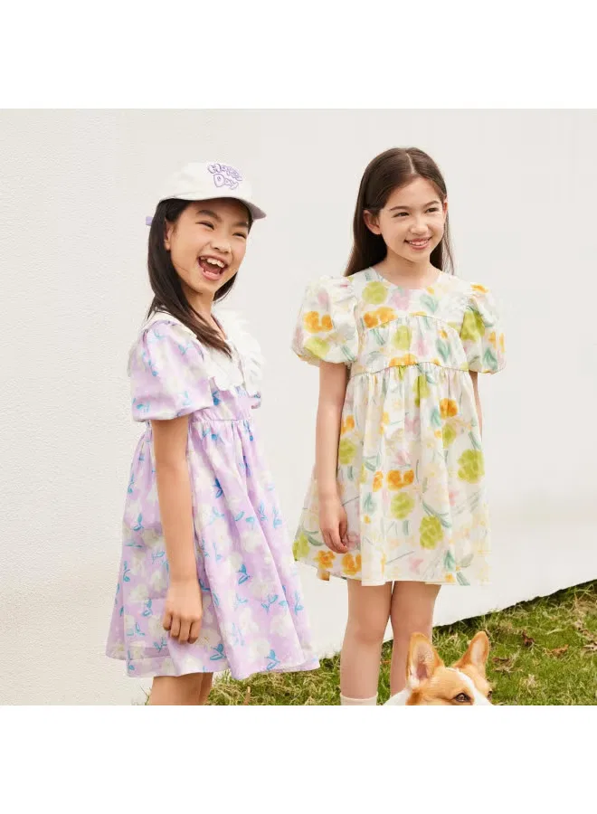Платье с коротким рукавом с пышными рукавами French Princess Annil, фиолетовый — фото 4