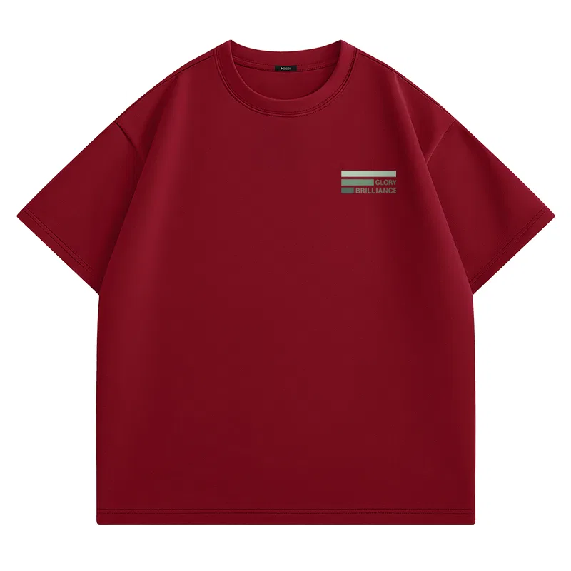 Футболка детская с коротким рукавом MINISO, Burgundy (Mb Green Stripes Chest Logo)