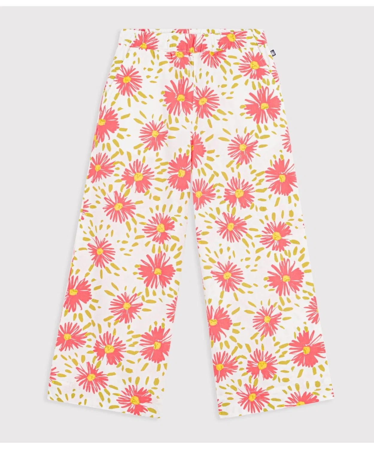 Детские штаны с цветочным принтом, хлопковые, стандартные PETIT BATEAU, White