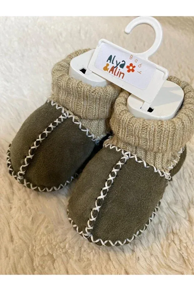 Детские ботиночки для новорожденных из натуральной кожи Basics Alya&Alin Baby, Green — фото 2