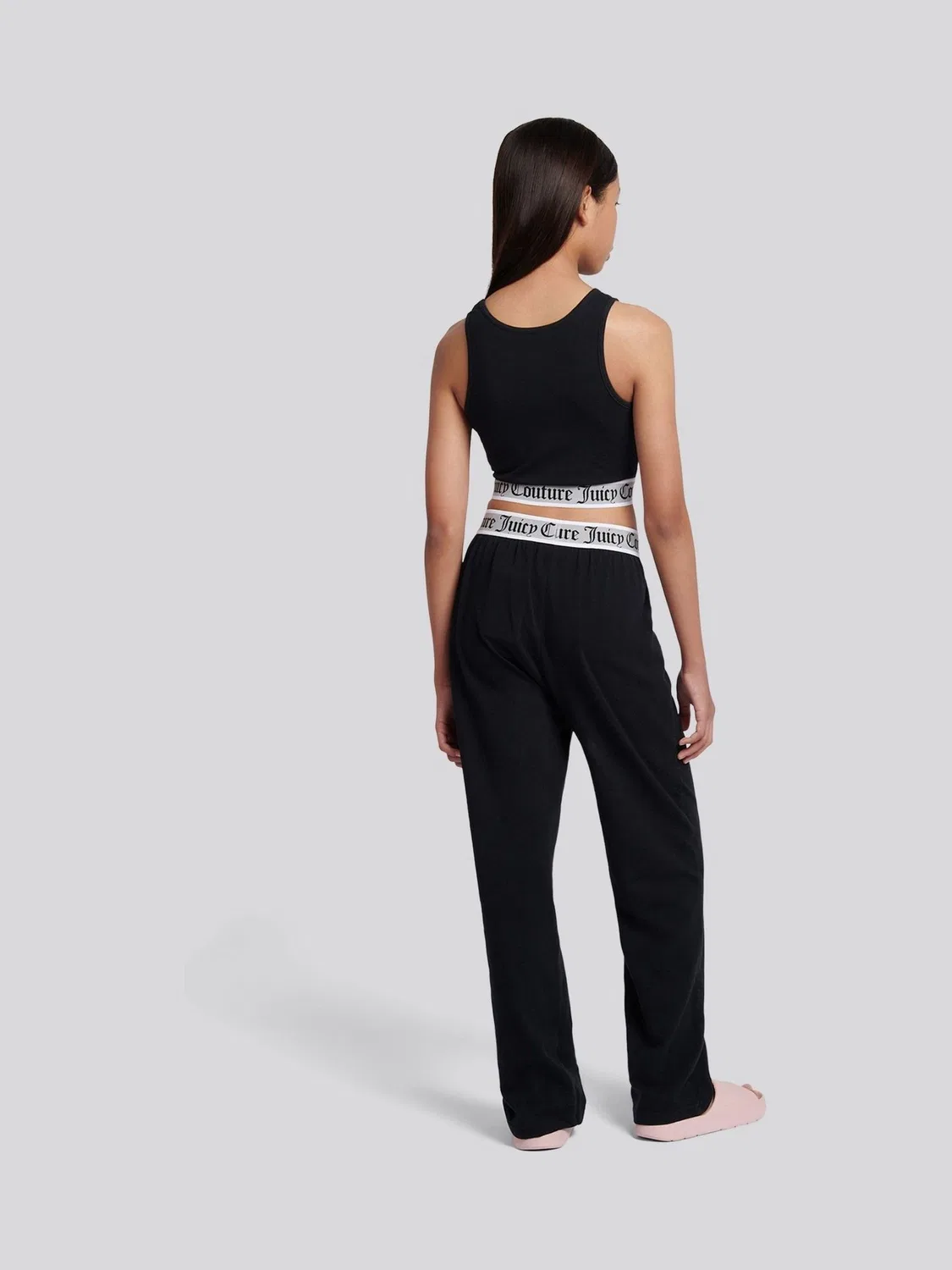 Пижамный комплект: топ-кроп и широкие брюки Juicy Couture, черный — фото 3