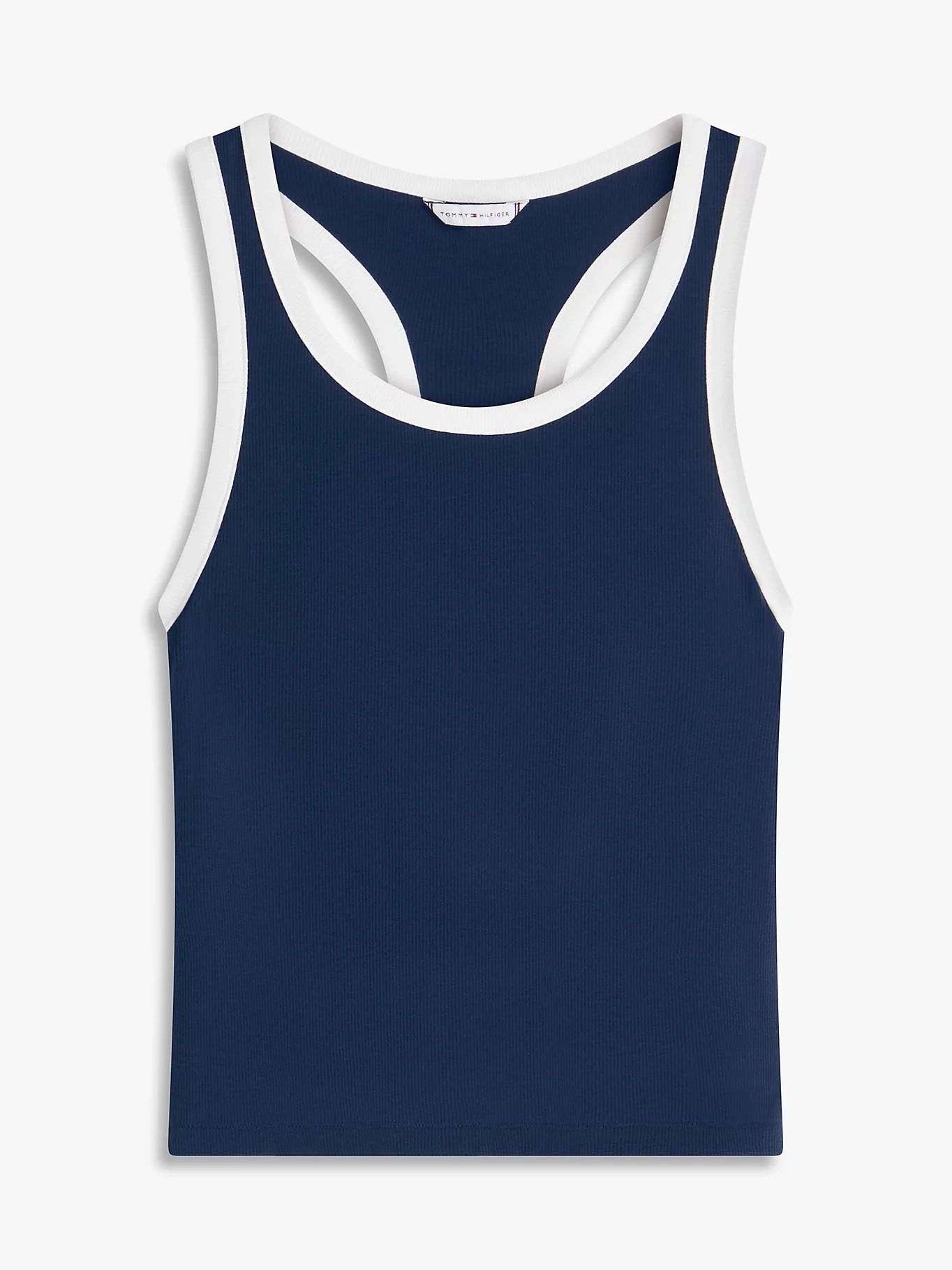 Топ Tommy Hilfiger Heritage Ribbed Racerback Lounge, темно-синий — фото 3