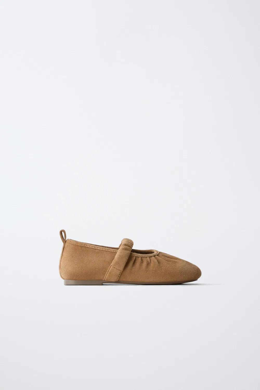 Кожаные балетки с присборами ZARA, Brown