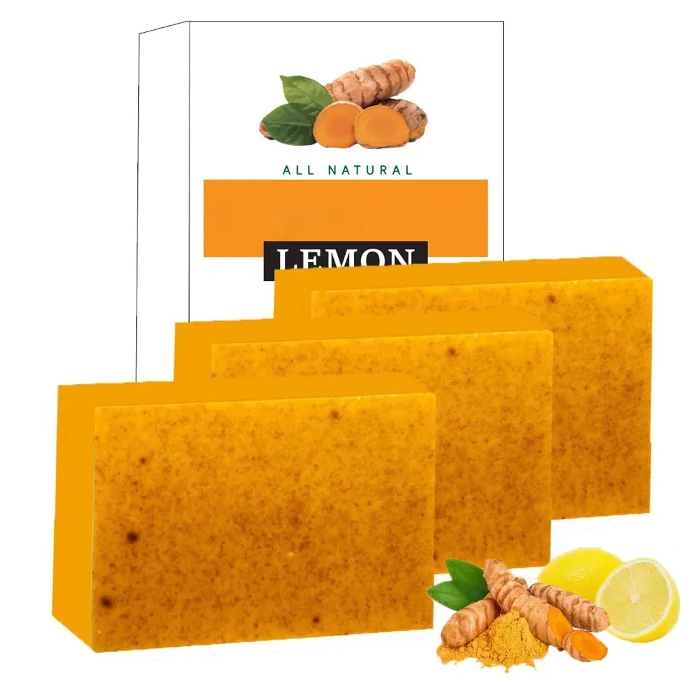 Твердое мыло с куркумой и лимоном LinBomZony, 3 шт, 100 г