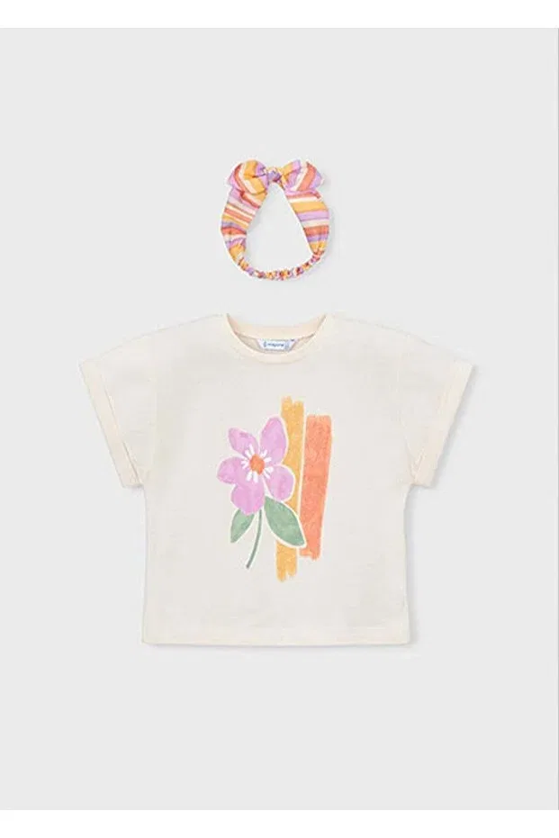 Детская футболка для девочек с принтом Summer Girl's Bandana Mayoral, Beige — фото 4