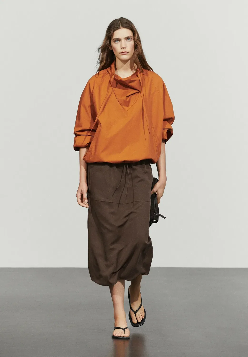 Свободная эластичная толстовка - толстовка Massimo Dutti, Orange — фото 3