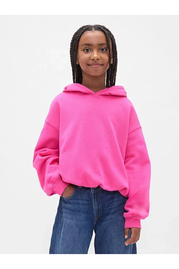 Детские свитшот для девочек оверсайз с капюшоном Gap, Pink-002