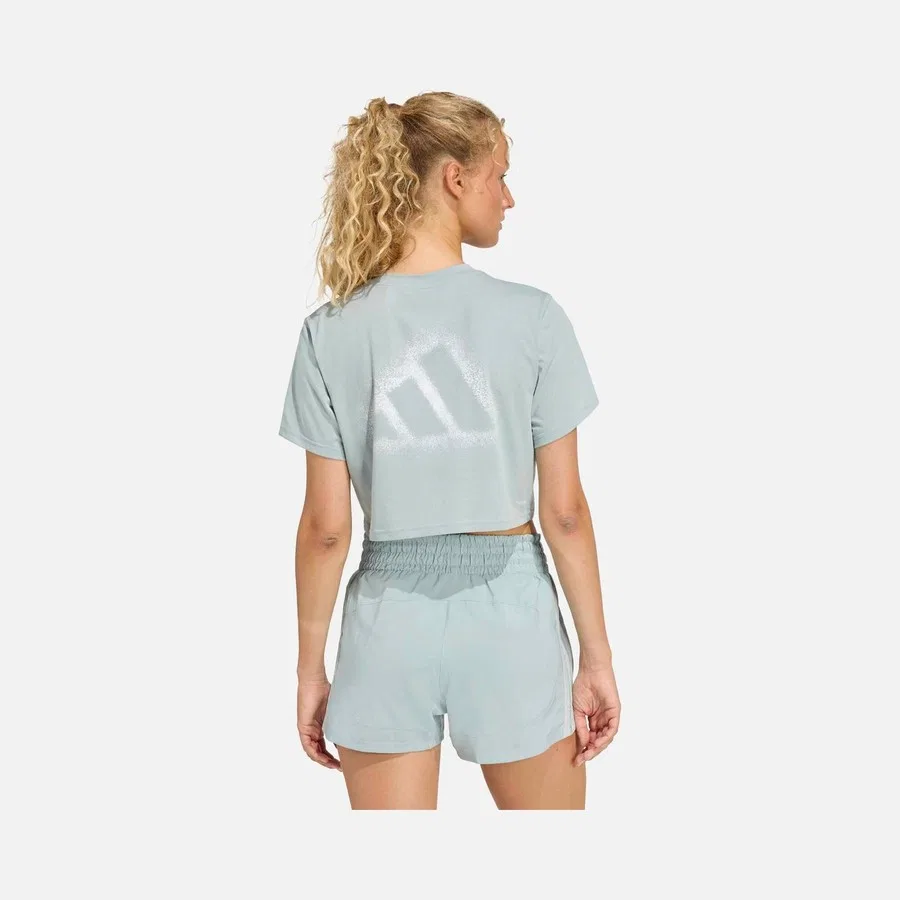 Женская футболка с принтом Climacool Primelift Graphic Crop adidas, Черный — фото 2