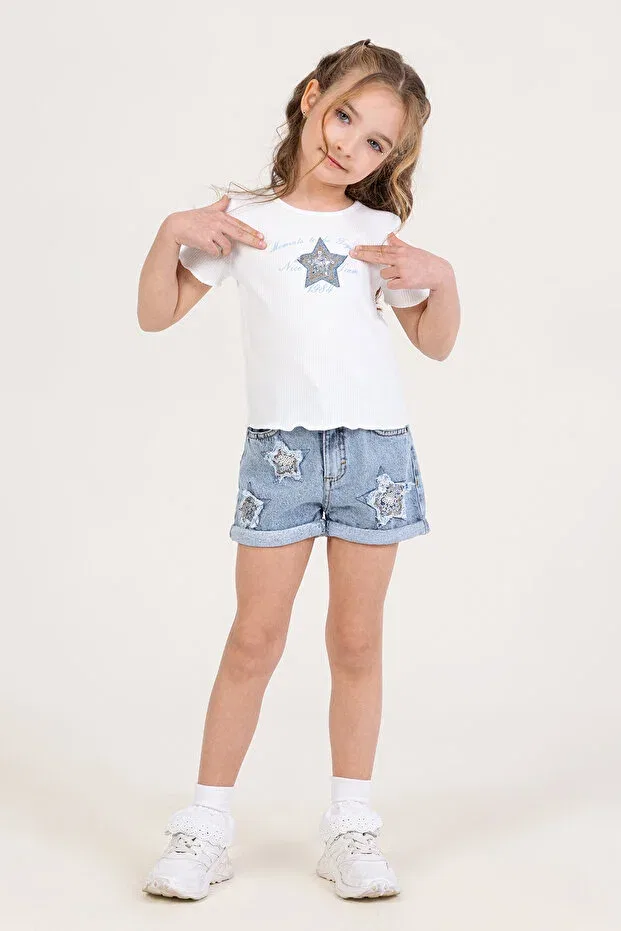 Детские шорты для девочек с пайетками Dmb Boys & Girls, Blue — фото 3