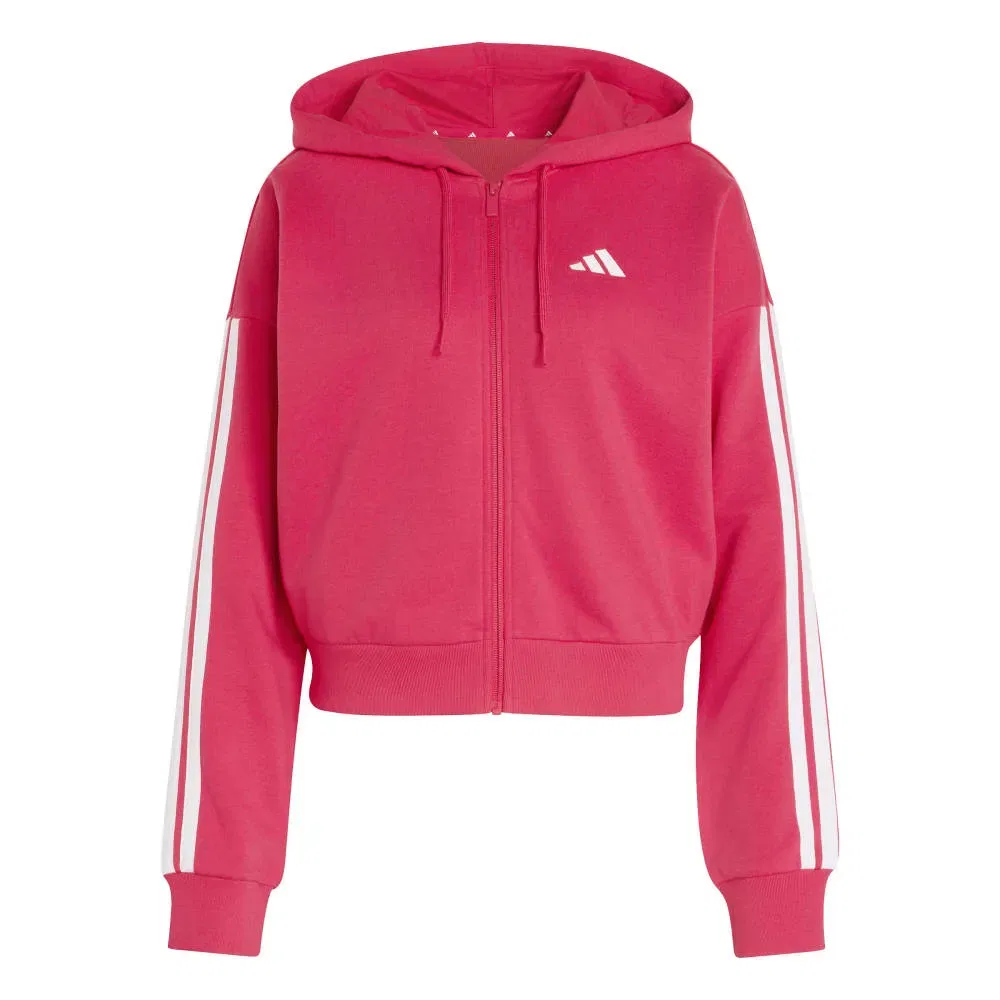 Худи на молнии Adidas Essentials 3 Stripes French Terry, розовый — фото 2