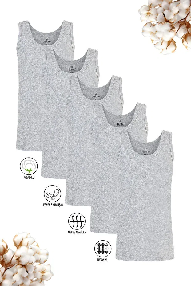 Детское для мальчиков белье-борцовка хлопковое комплект 5 шт Özkan Underwear, Gray Melange