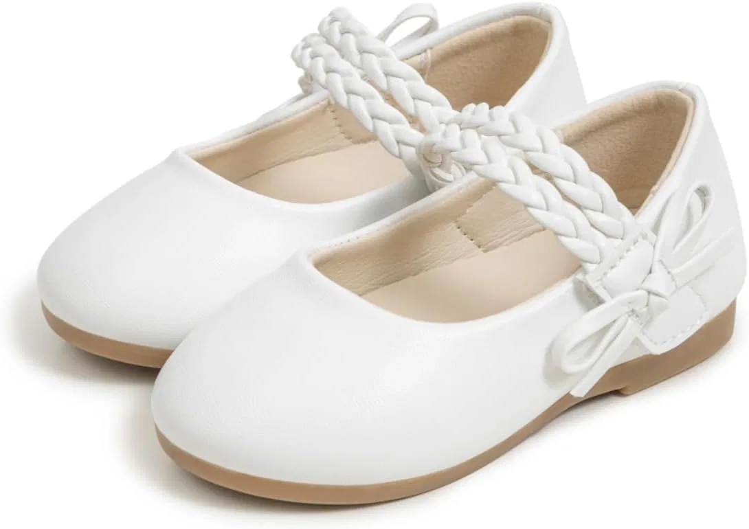Детские туфли-балетки для девочек с бантом Mary Jane Bellocasa, White