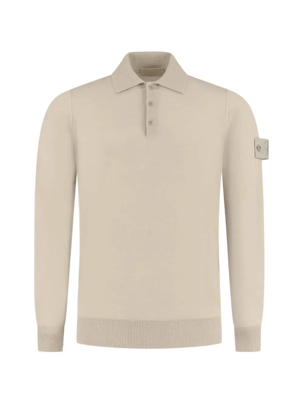 Поло с длинными рукавами и нашивкой-логотипом Stone Island, бежевый