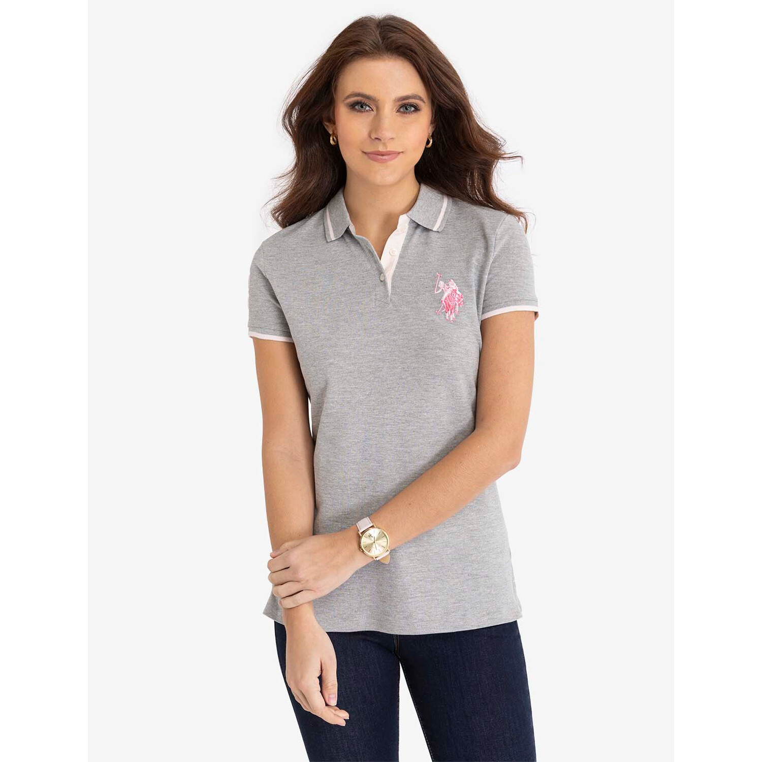 

Футболка-поло U.S. Polo Assn. Multitonal Logo Solid, серый