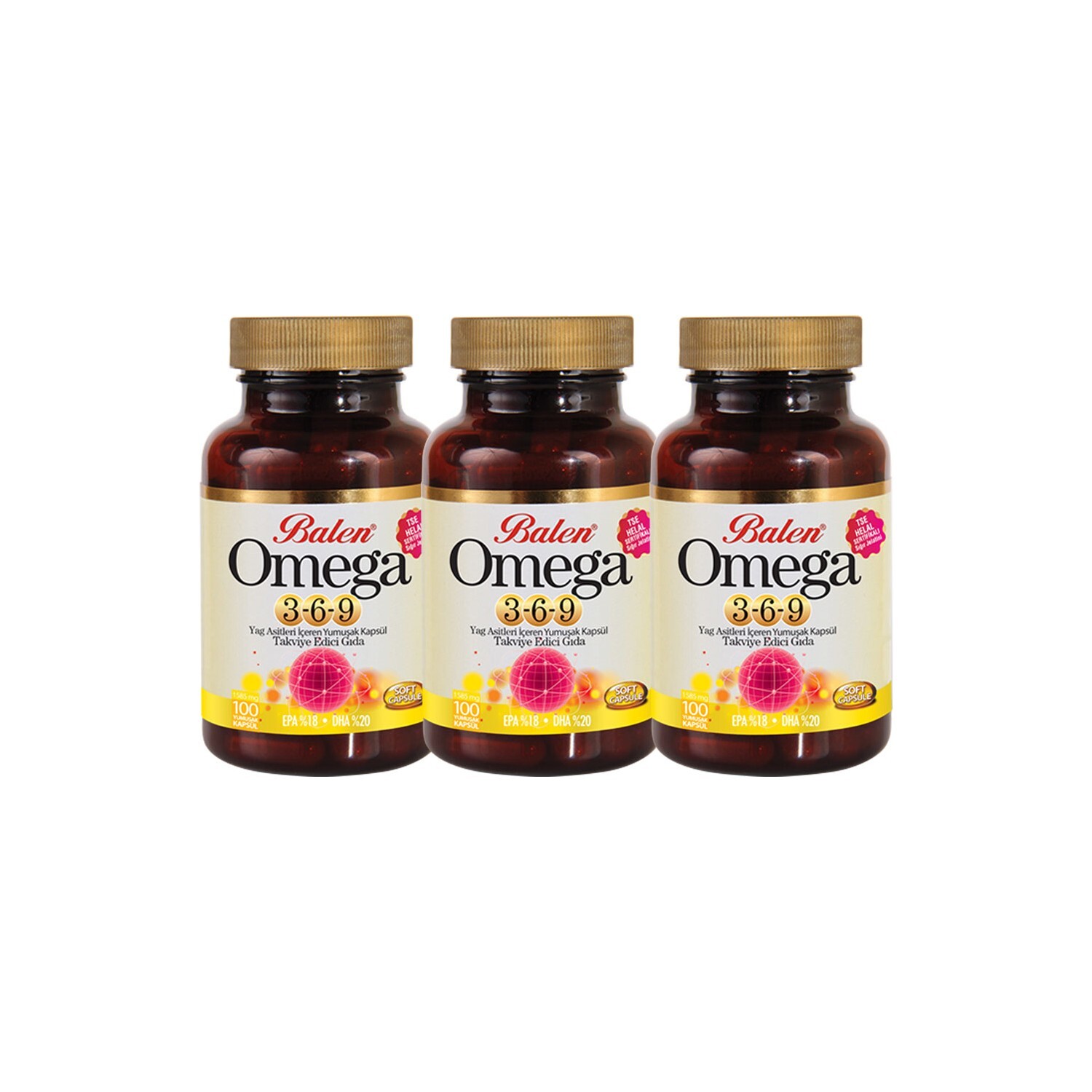 

Рыбий жир Balen Omega 3-6-9, 100 капсул, 3 штуки