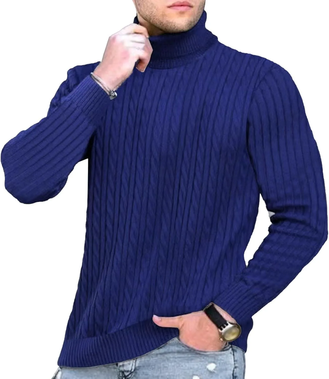 Мужской водолазка с длинным рукавом Slim Fit — фото 2