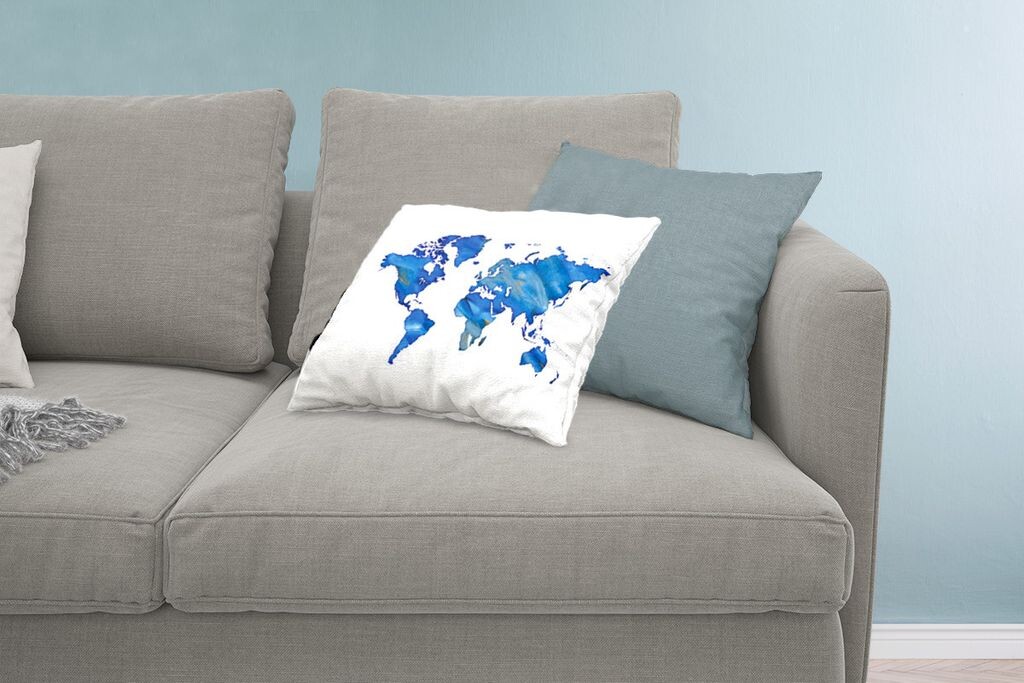 

MuchoWow Декоративная подушка Диванная подушка Декоративная подушка для гостиной 60 x 40 см Карта мира - Акварель - Минимализм - Чехлы для подушек - Декоративные чехлы для подушек - Декоративные чехлы для подушек