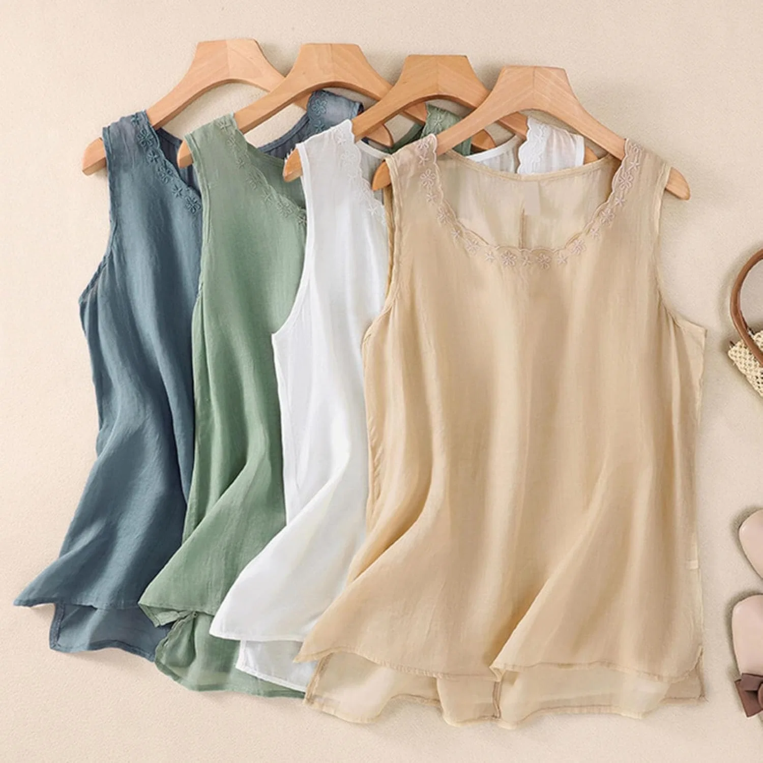 Топ-майка, женская, Artistic Cotton, Linen, белый — фото 4
