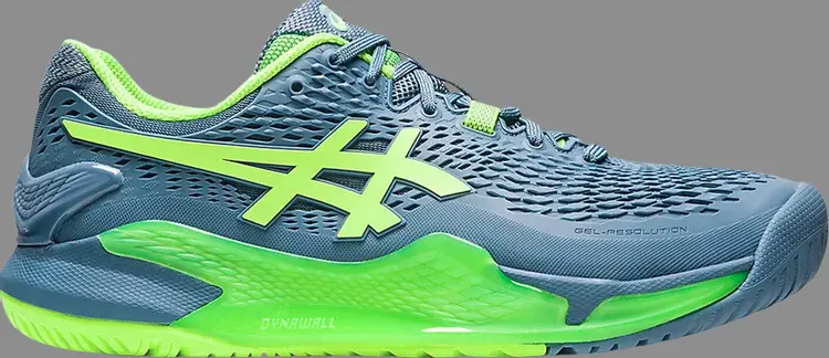 

Кроссовки gel resolution 9 wide 'steel blue hazard green' Asics, синий