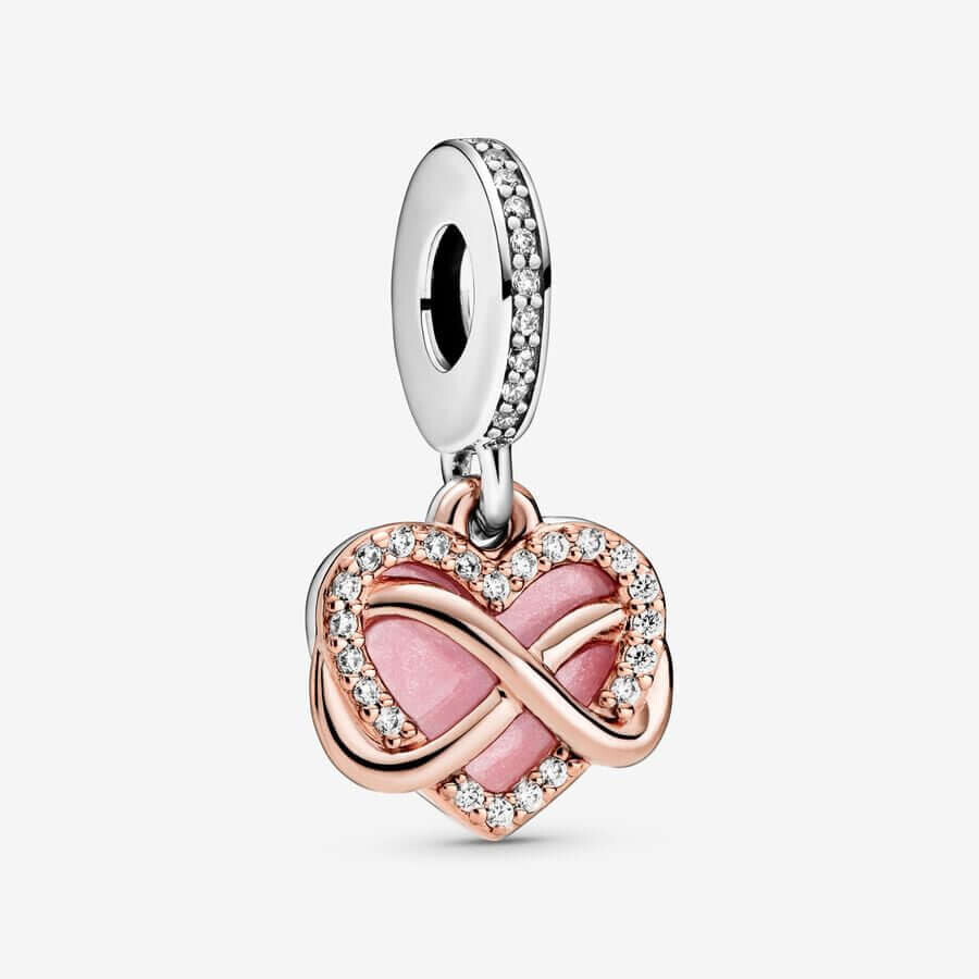 

Шарм-подвеска Pandora Moments Sparkling Infinity Heart, серебро/розовый