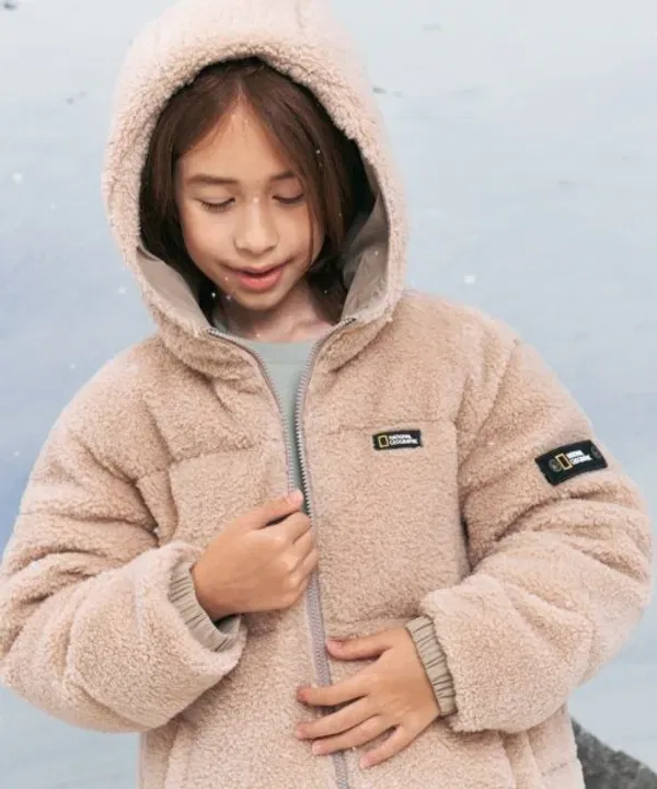 Детская куртка пуховая флисовая двусторонняя, K224Udw950, National Geographic Kids, бежевый