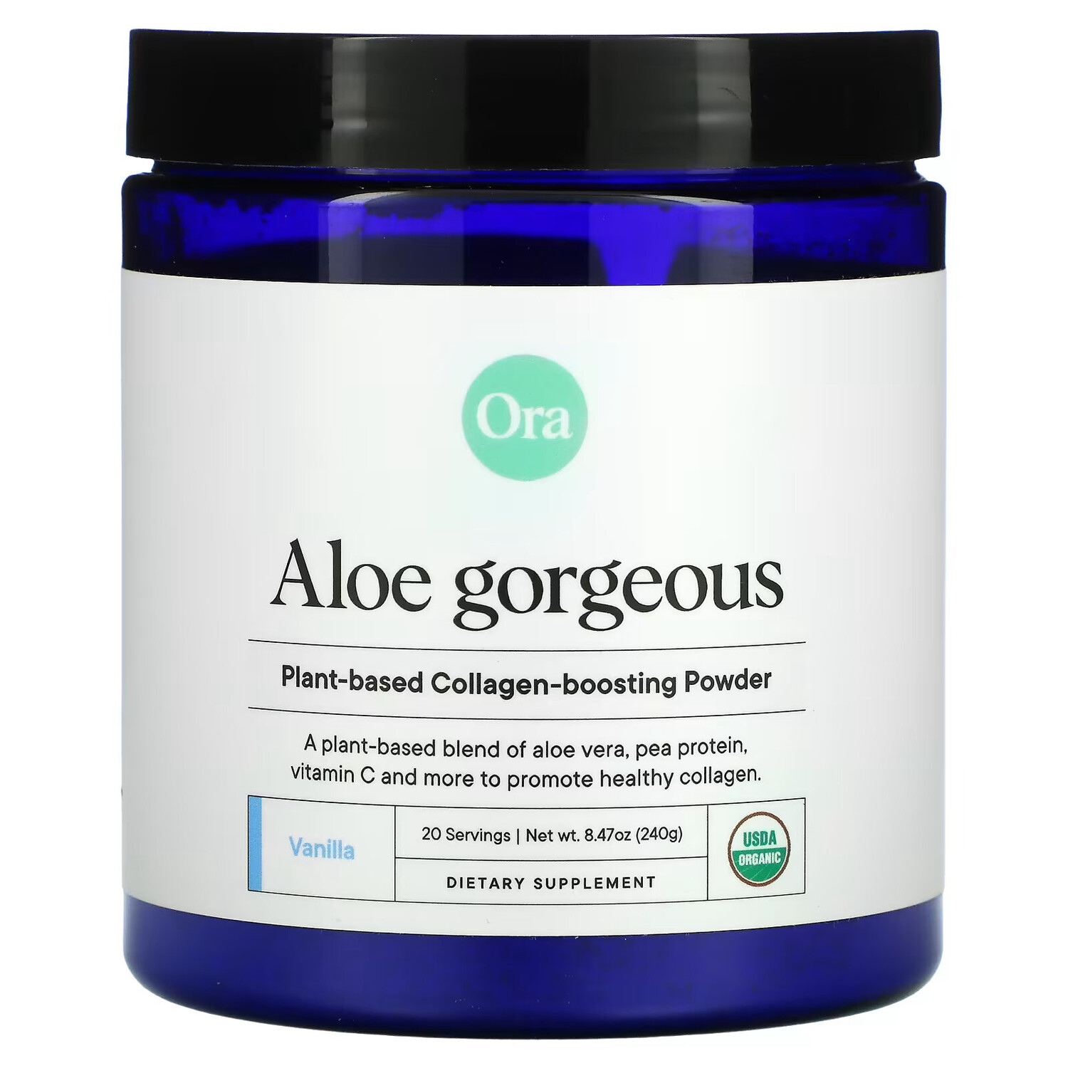 

Ora, Aloe Gorgeous, порошок для повышения уровня коллагена на растительной основе, ваниль, 240 г (8,47 унции)