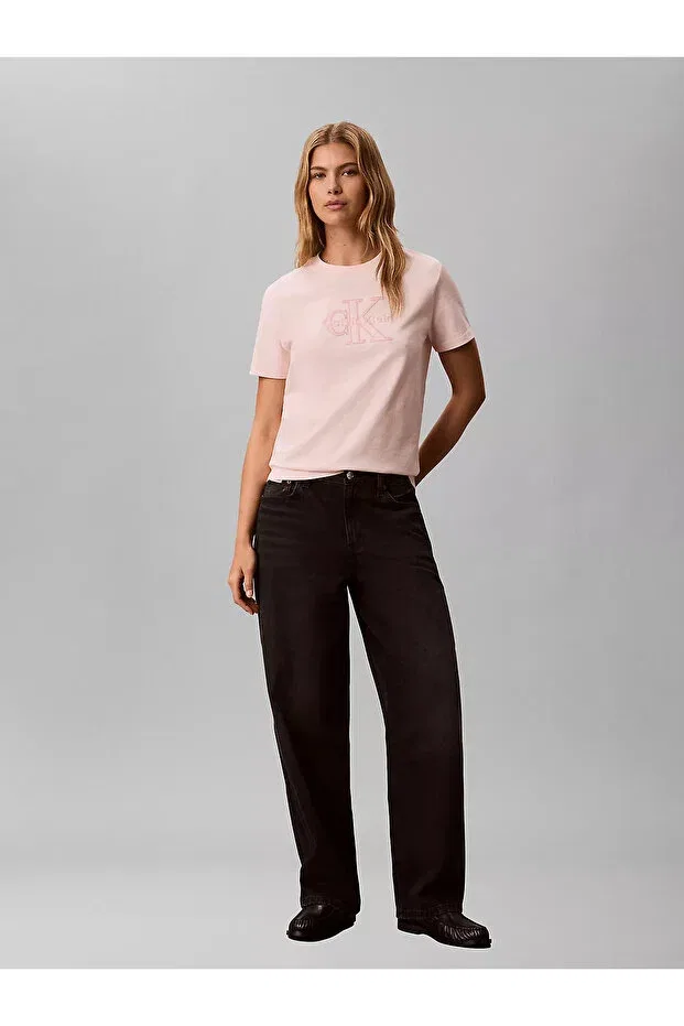 Женская хлопковая футболка с принтом Calvin Klein, Pink — фото 2