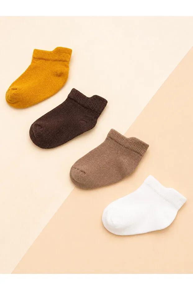 Детские пинетки-носочки для новорожденных хлопковые набор 4 шт Karamila, Brown — фото 2