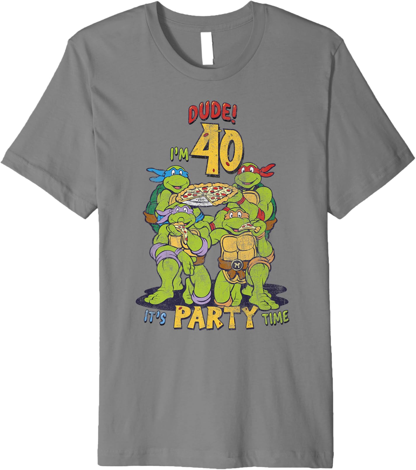 

Мужская футболка Teenage Mutant Ninja Turtles 40th Birthday Pizza Party Premium, серый