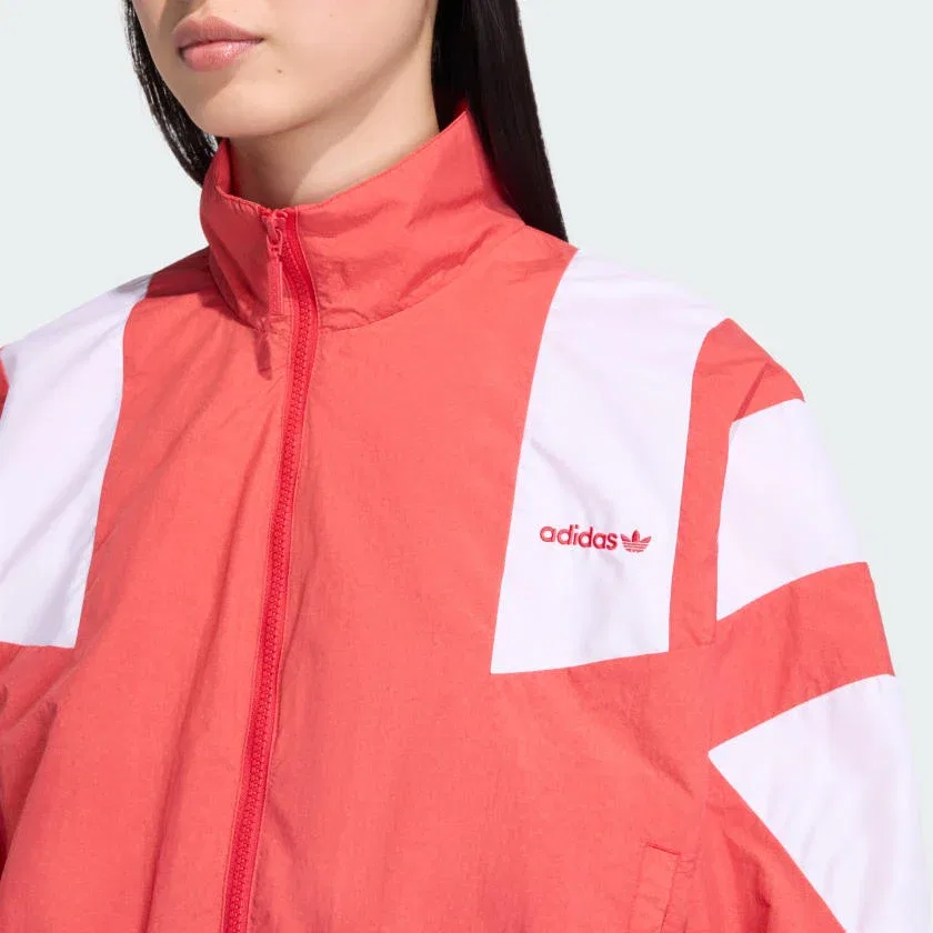 Женская олимпийка на молнии оверсайз adidas BLOCKED WASHED ZIPPED TRACKTOP, Better Scarlet — фото 4