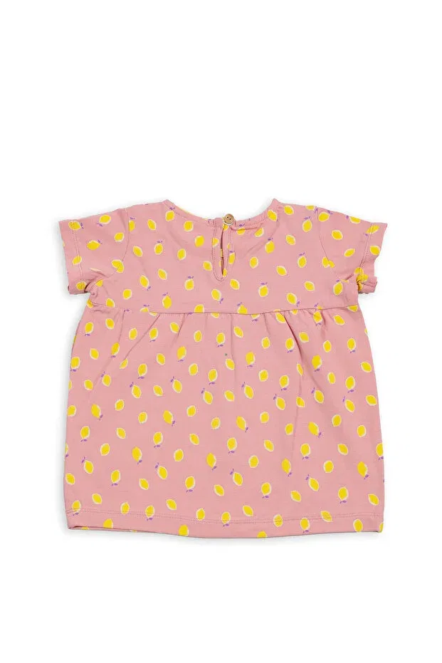 Детская футболка для девочек хлопковая Lemon Printed Powder Zumi Baby Kids, Pudra (Limon Baskılı) — фото 3