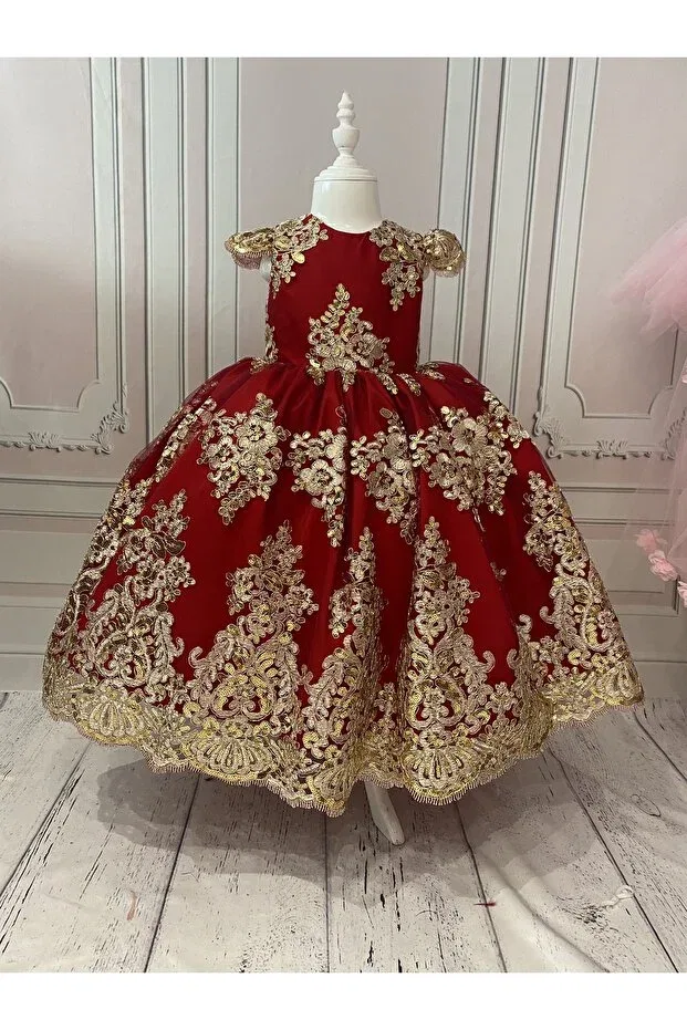 Детское платье для девочек кружевное Ilknur Karaca Design, Red — фото 2