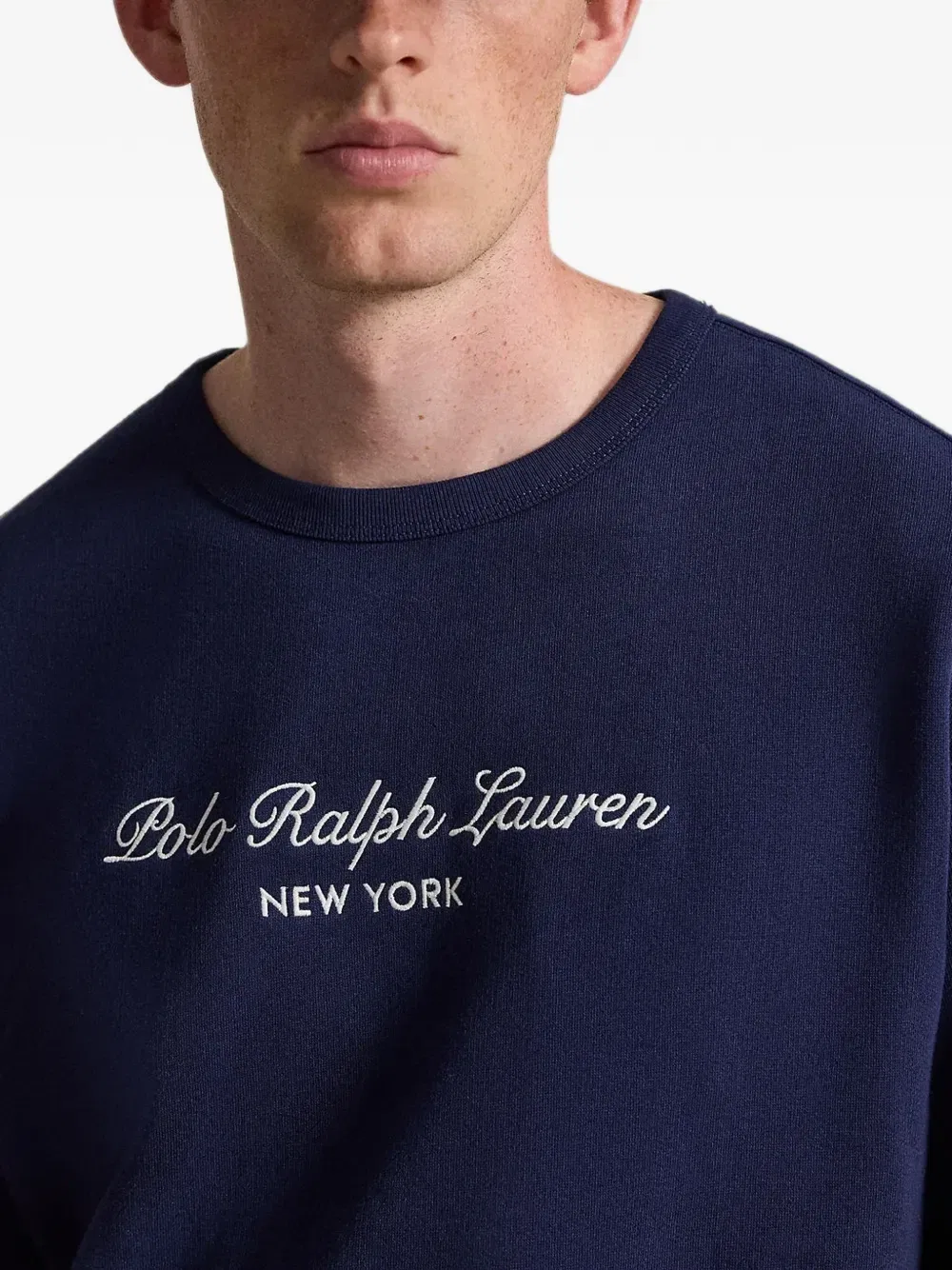 Свитшот с круглым вырезом и вышитым логотипом Polo Ralph Lauren, синий — фото 4