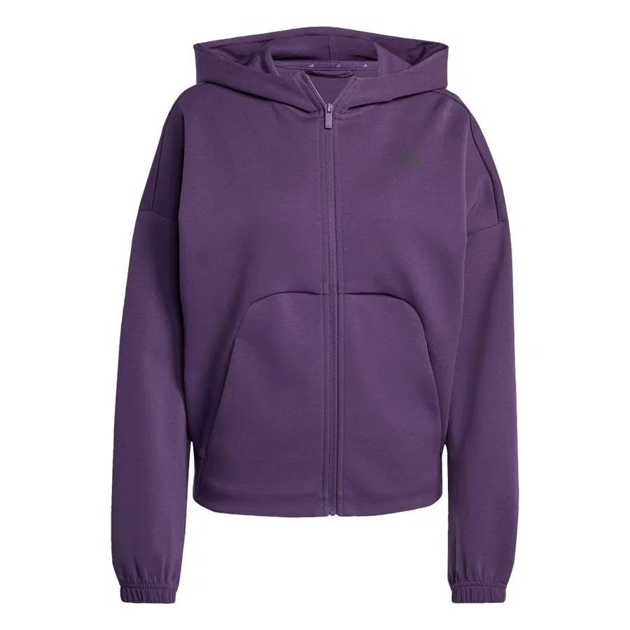 Женский свитшот с капюшоном и молнией, модель W FI SL FZ HD, adidas, Фиолетовый