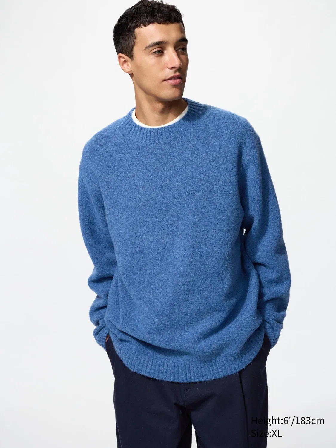 Свитер Uniqlo Souffle, из пряжи, синий