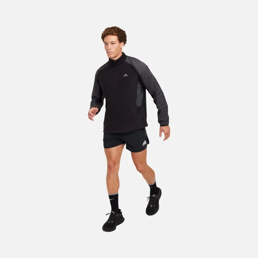 Мужская водонепроницаемая флисовая кофта с принтом Trail Polartec 1/4-Zip Fleece Running Long-Sleeve Nike, Черный
