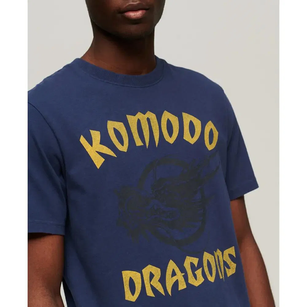 Мужская хлопковая футболка с принтом Komodo Dragon Superdry, Blau — фото 4